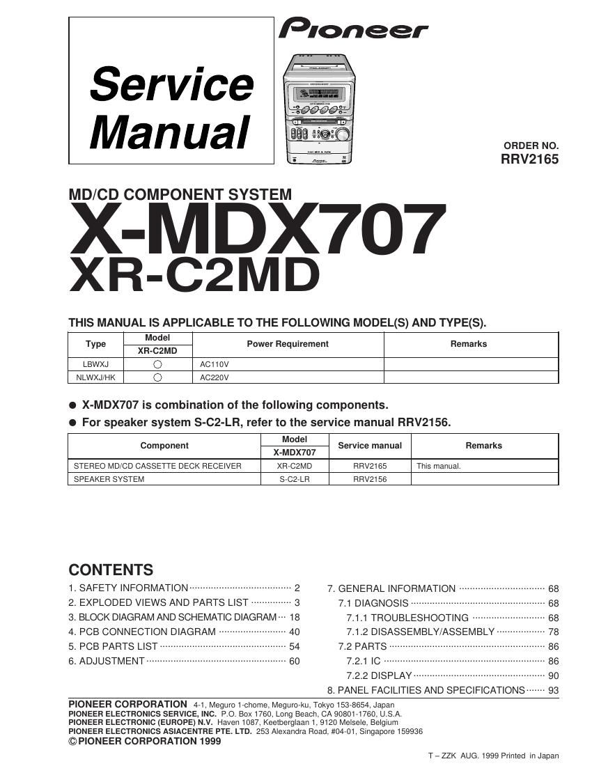 pioneer xrc 2 md service manual