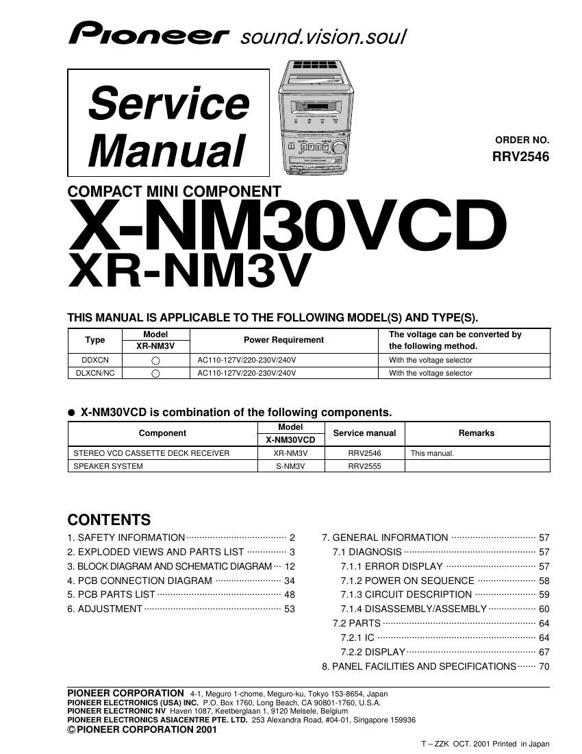 pioneer xrnm 3 v service manual