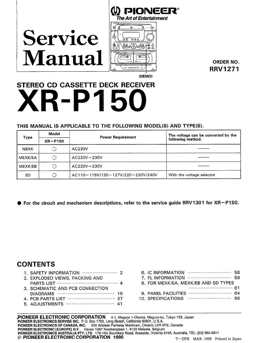 pioneer xrp 150 service manual