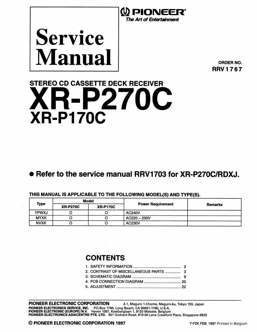 pioneer xrp 170 c service manual