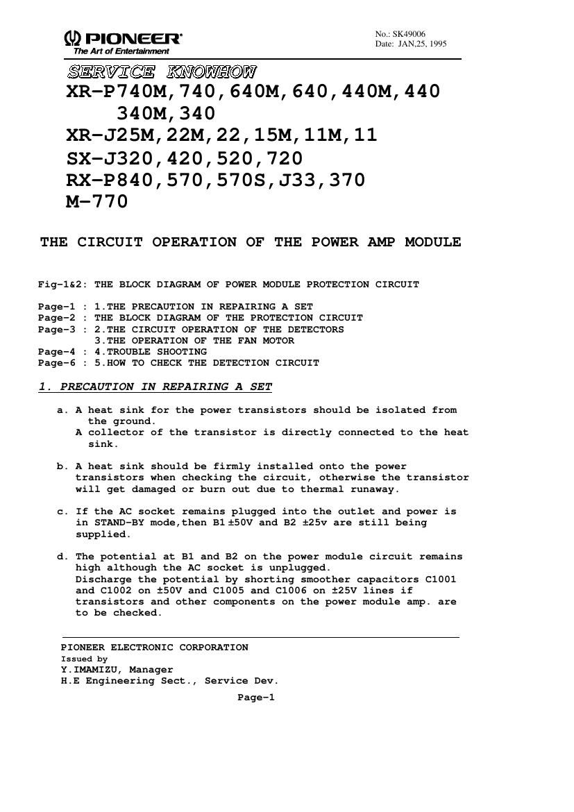 pioneer xrp 340 m service manual