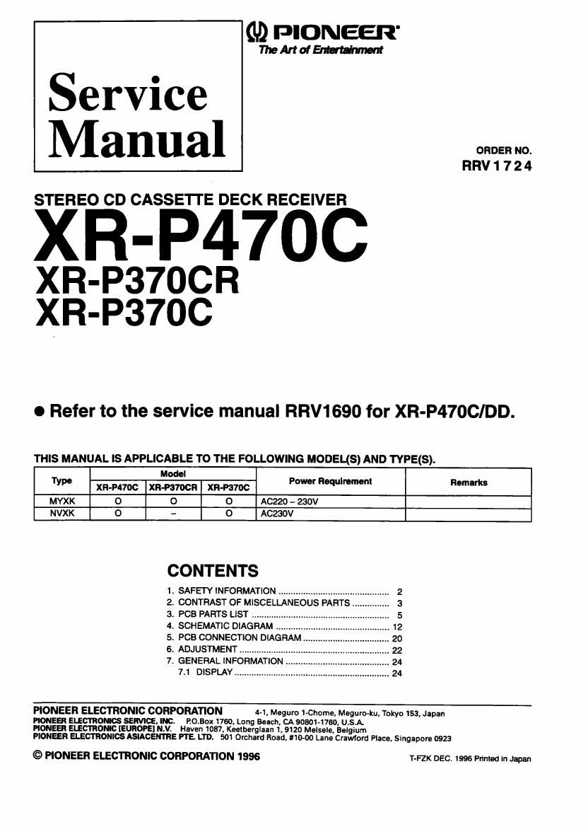 pioneer xrp 370 c service manual