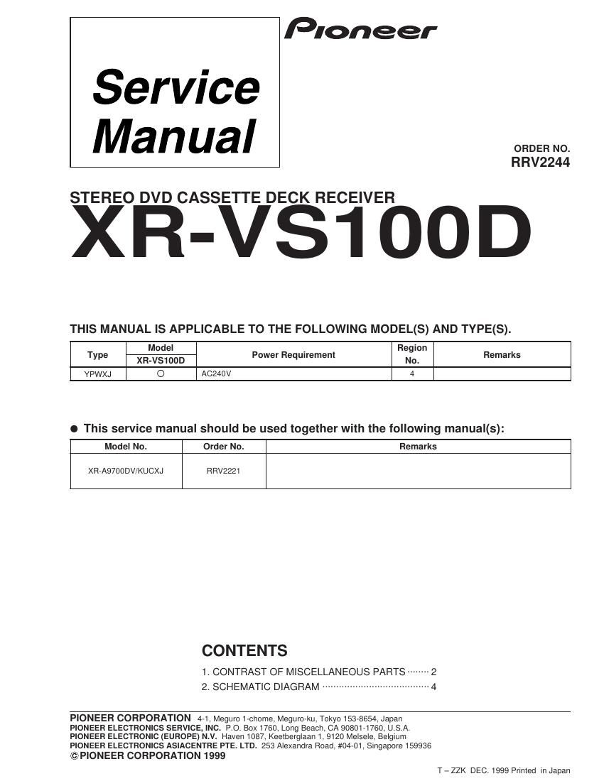 pioneer xrvs 100 d service manual