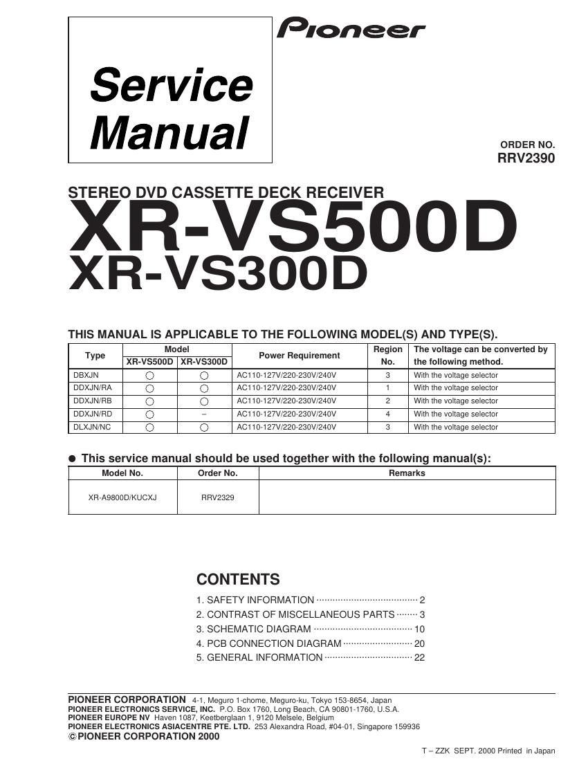 pioneer xrvs 300 d service manual