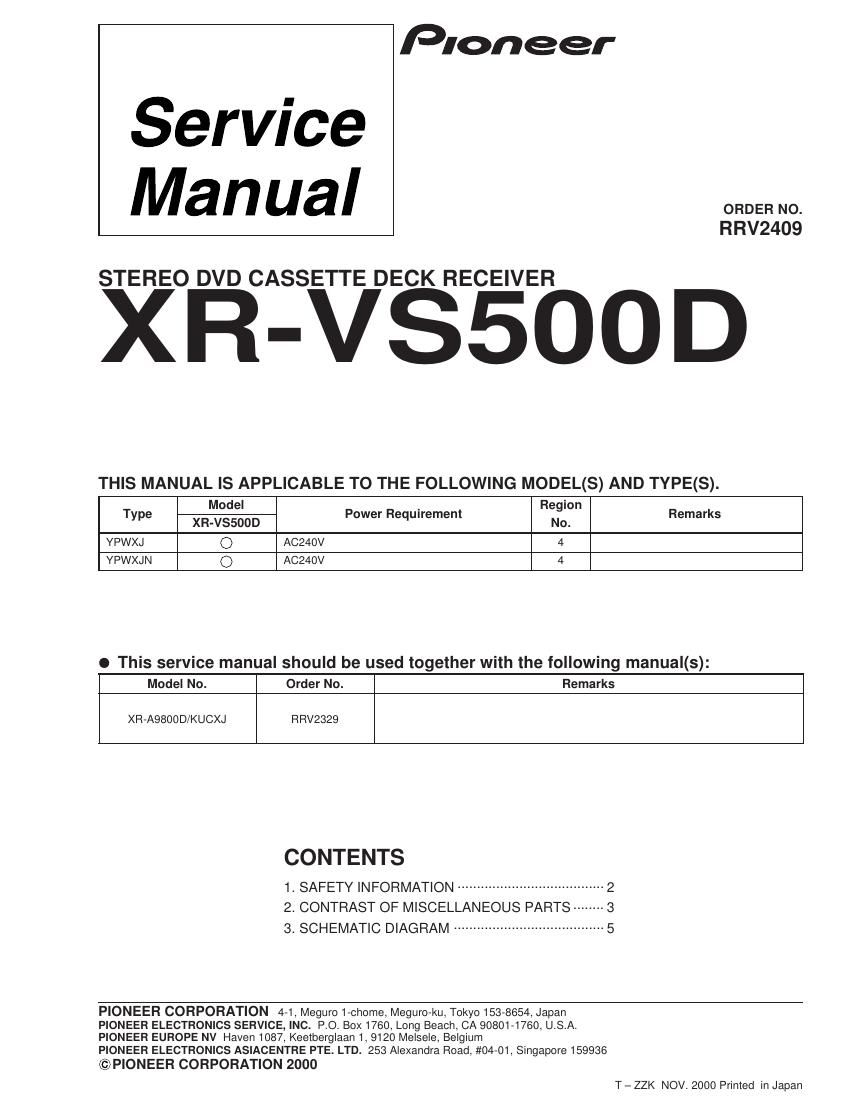 pioneer xrvs 500 d service manual