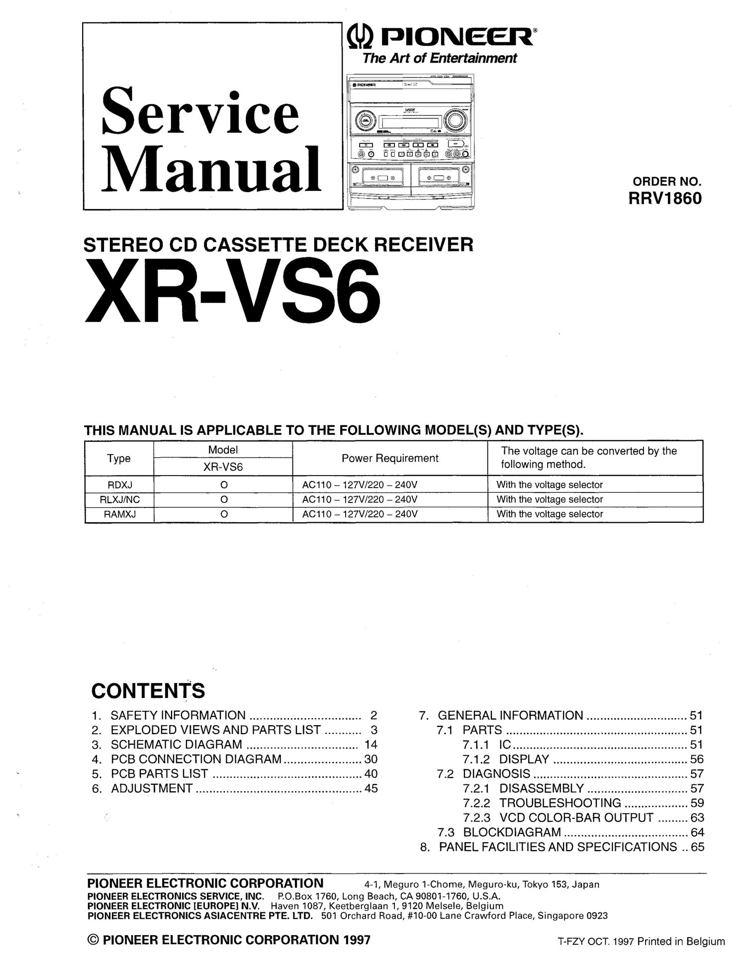 pioneer xrvs 6 service manual