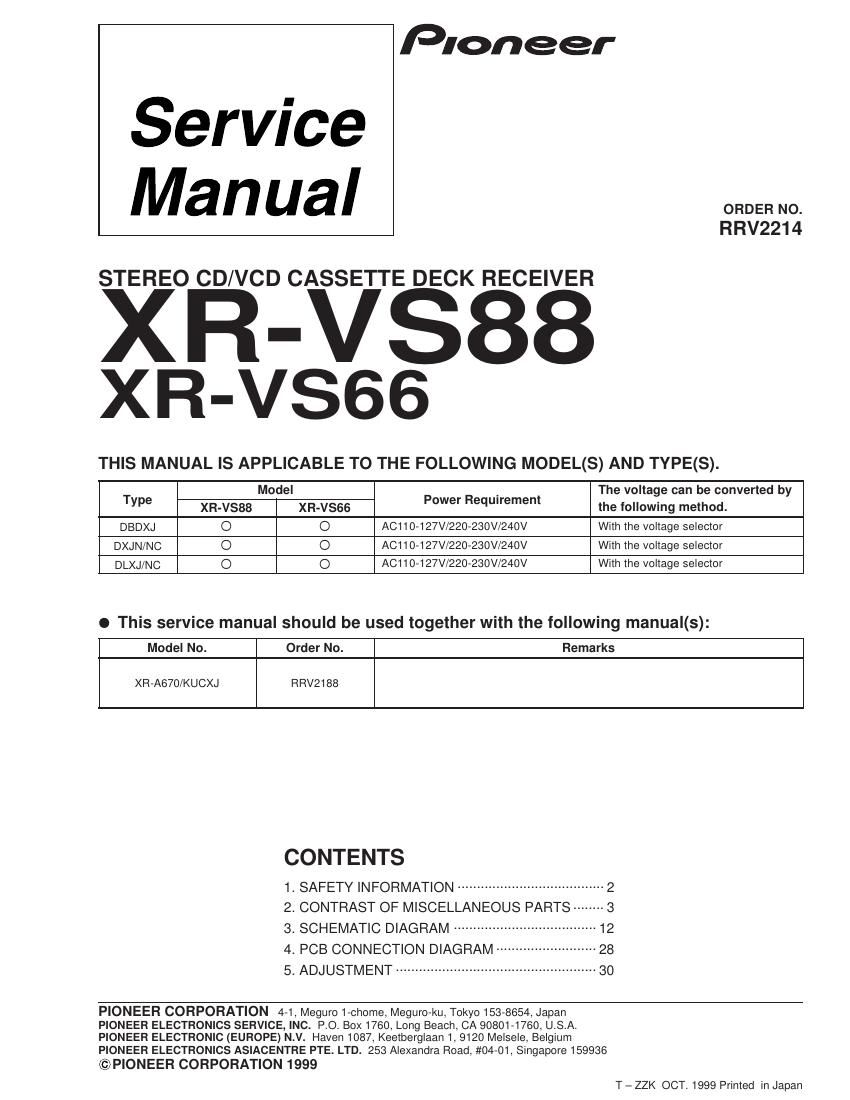 pioneer xrvs 66 service manual