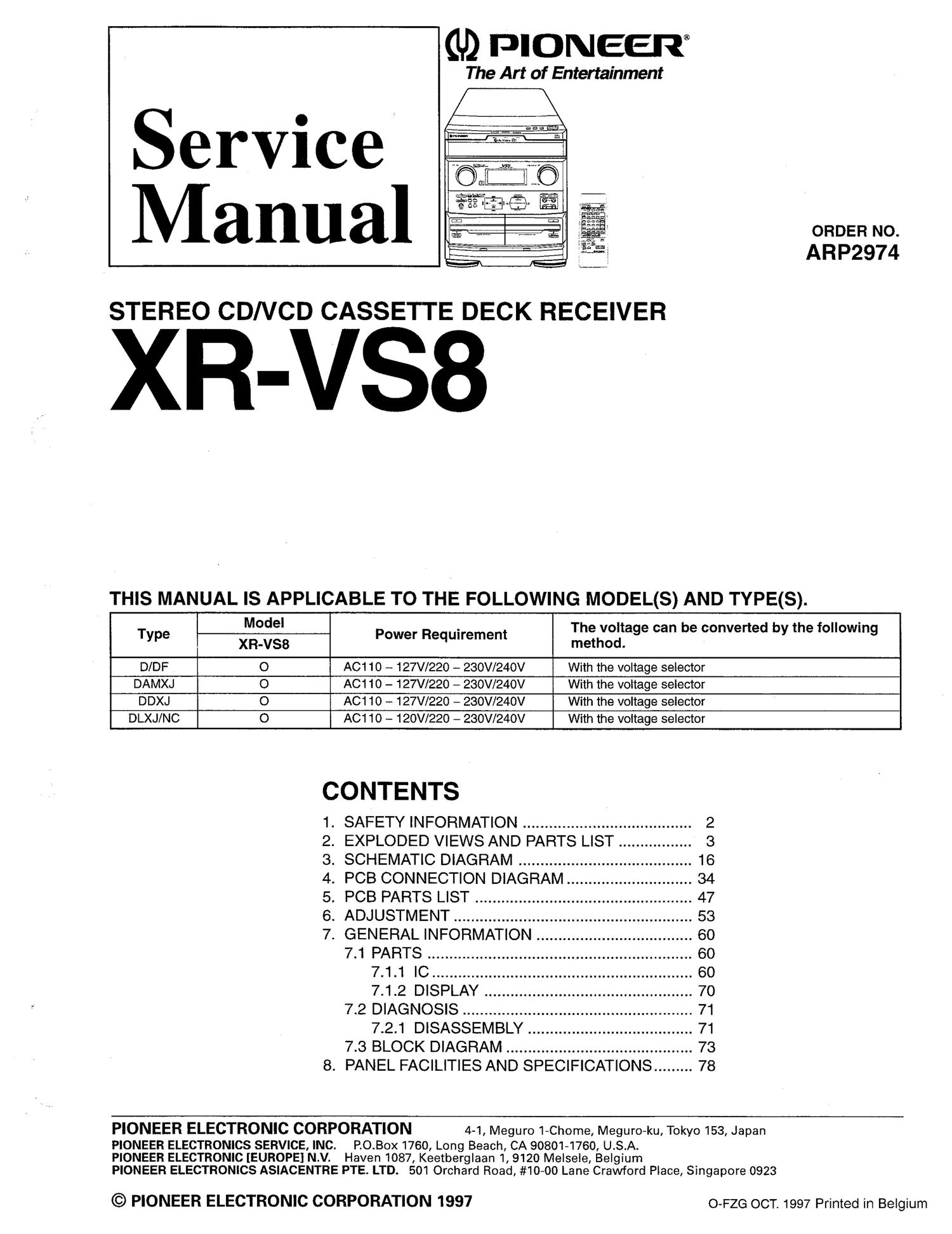 pioneer xrvs 8 service manual