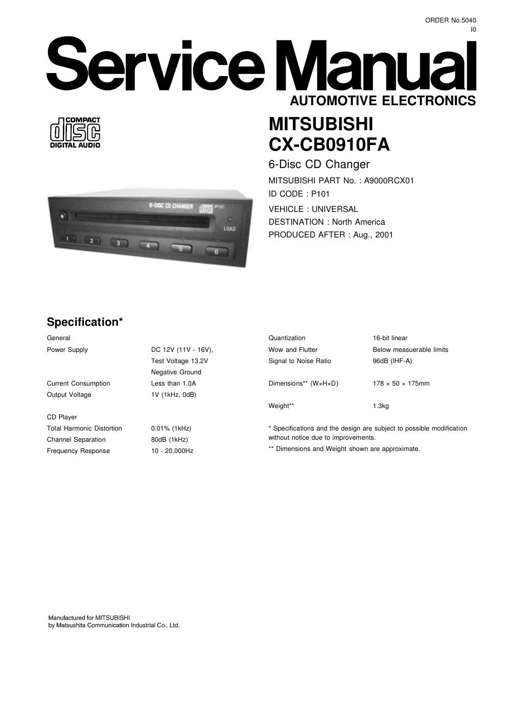 panasonic cx cb 0910 fa service manual