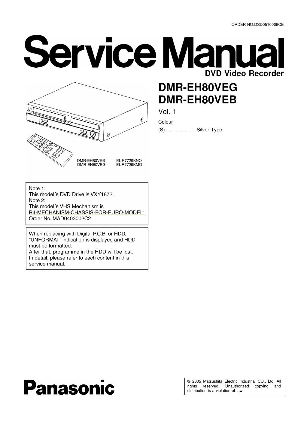 panasonic dmr eh 80 veb service manual