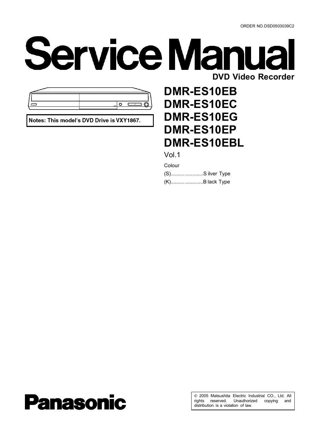 panasonic dmr es 10 ec service manual