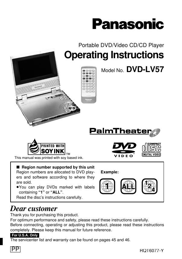 panasonic dvd lv 57 owners manual