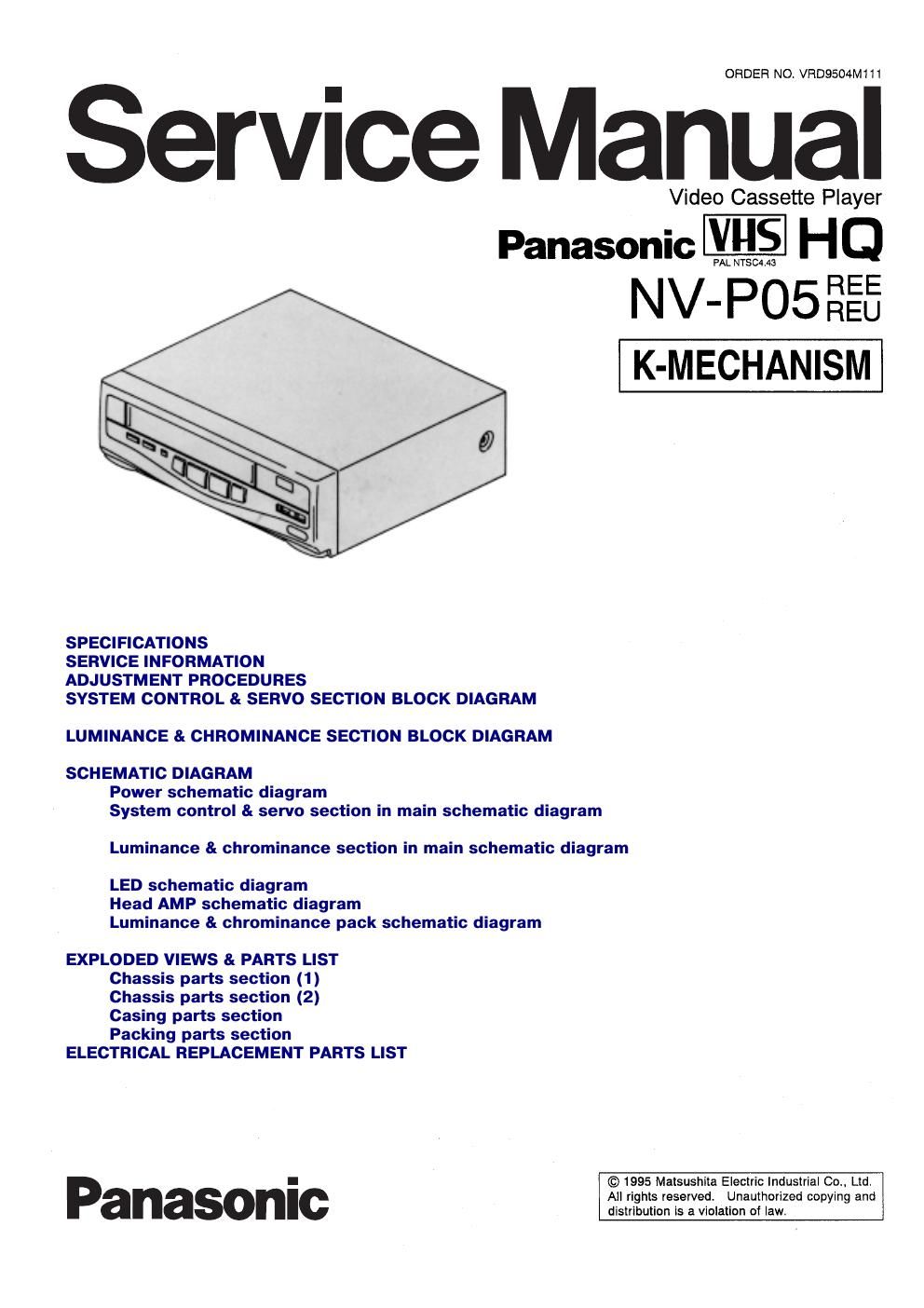 panasonic nv p 05 service manual