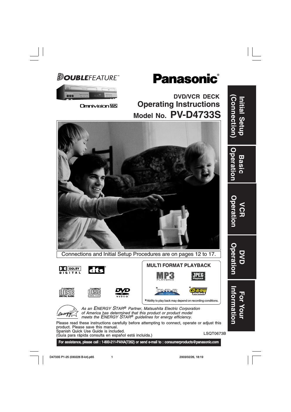 panasonic pv d 4733 s owners manual