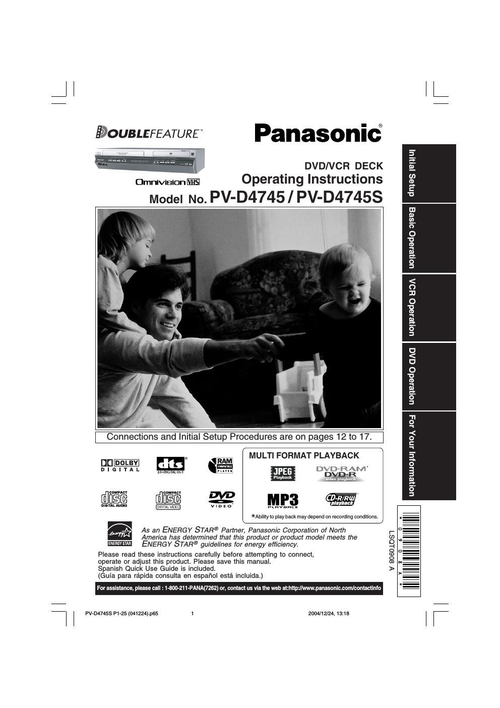 panasonic pv d 4745 owners manual