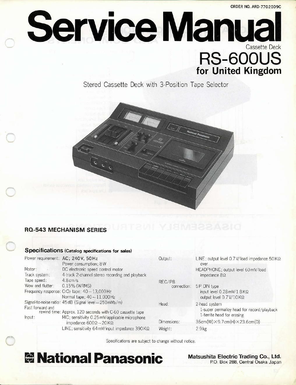 panasonic rs 600 us schematic