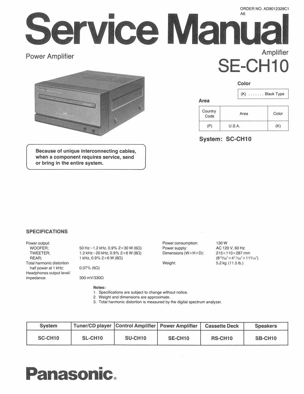 panasonic se ch 10 service manual