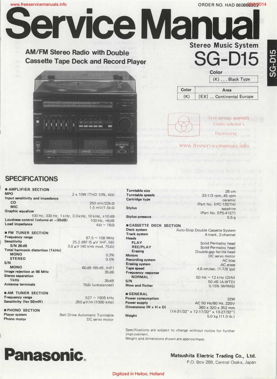 panasonic sg d15 service manual