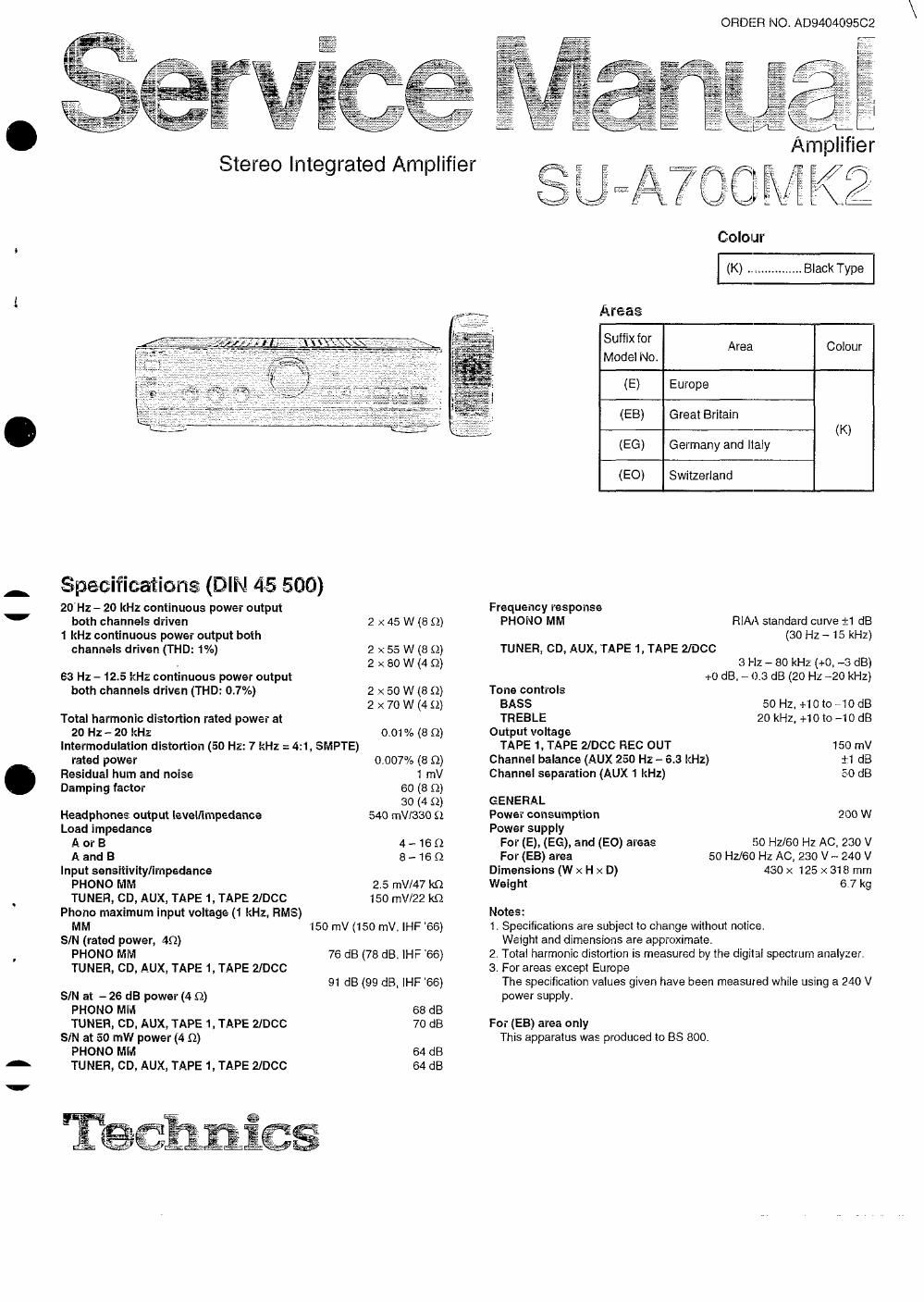 panasonic su a 700 mk2 service manual