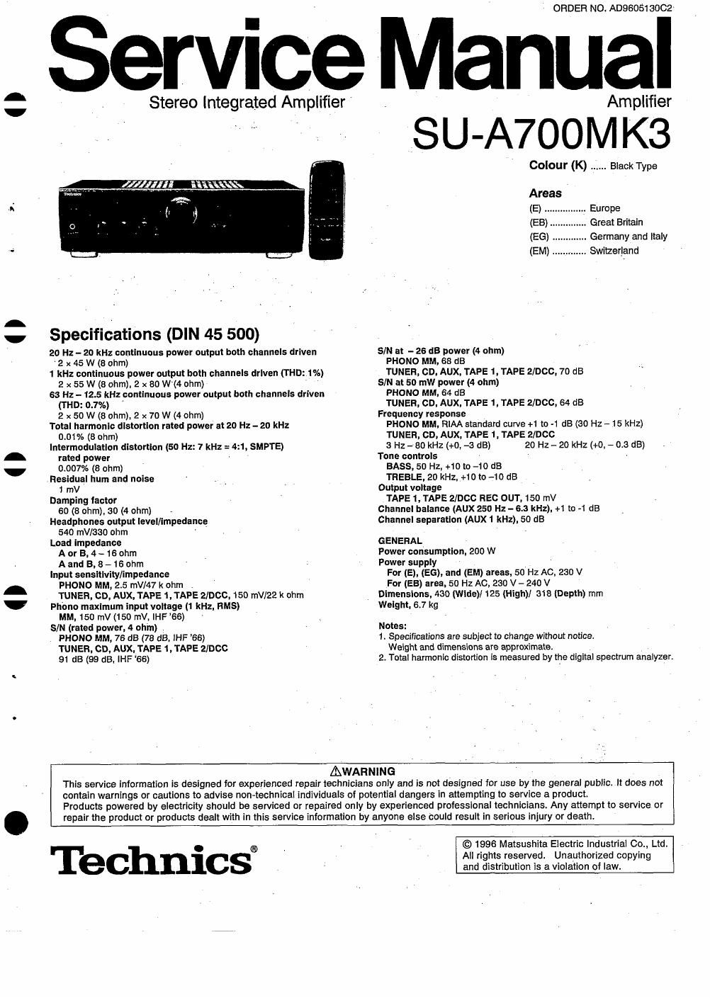 panasonic su a 700 mk3 service manual