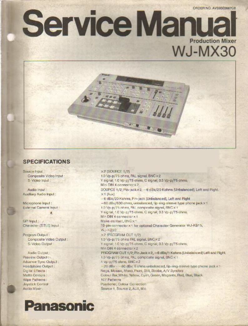 panasonic wj mx 30 service manual