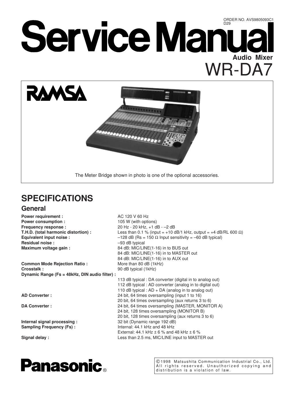 panasonic wr da 7 service manual