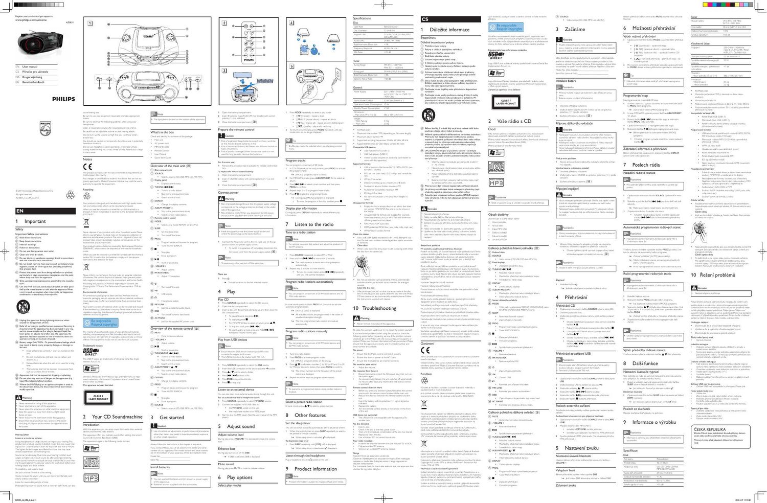 philips az 3831 owners manual