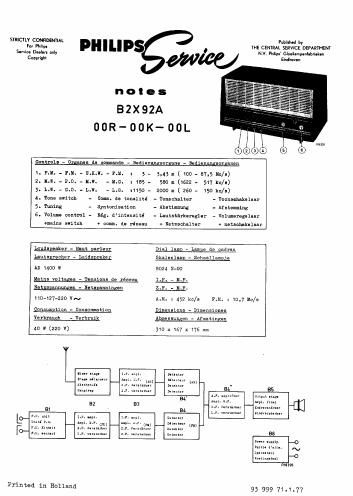 philips b 2 x 92 a service manual