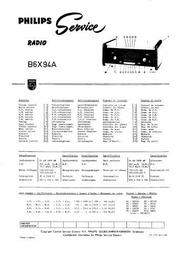 philips b 6 x 94 a service manual