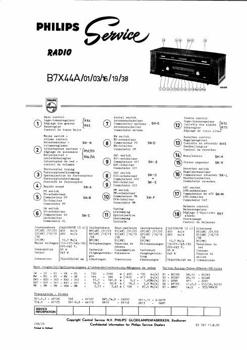 philips b 7 x 44 a service manual