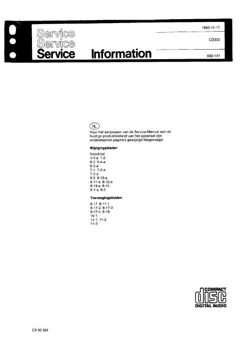 philips cd 303 service manual