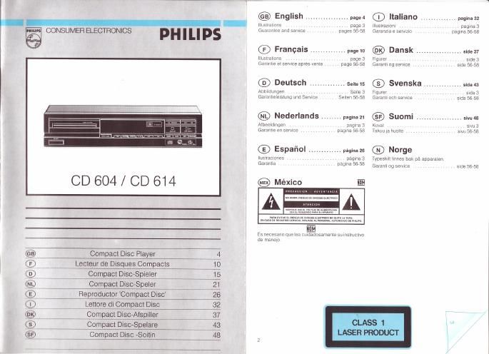 philips cd 604 owners manual