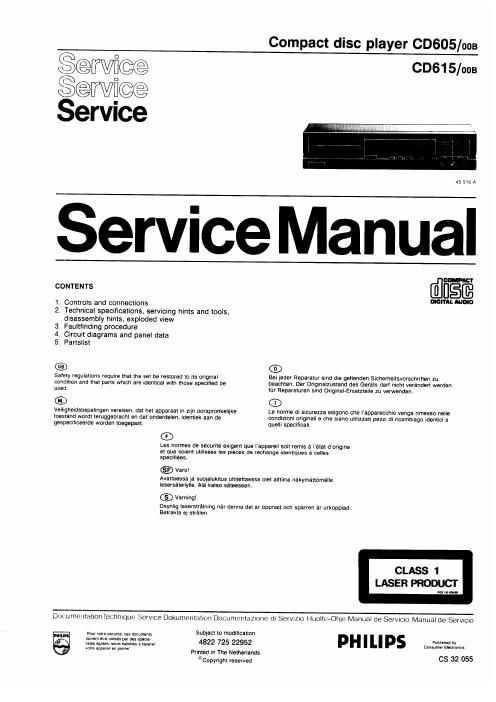 philips cd 615 service manual