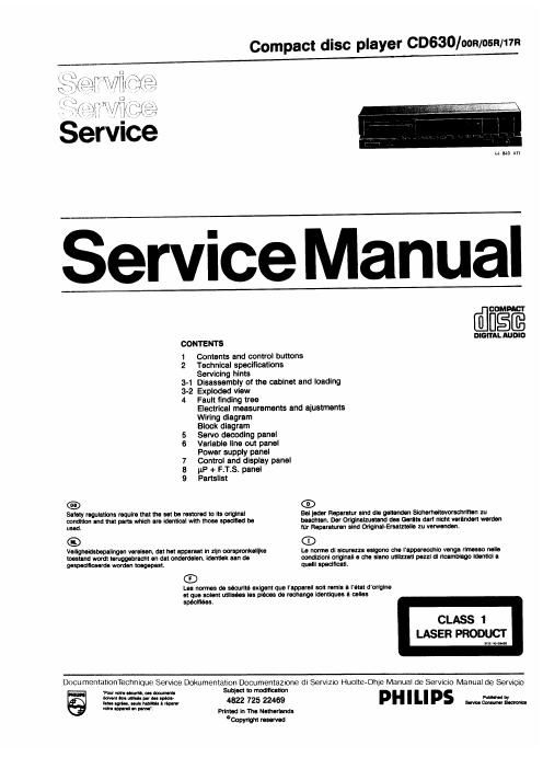 philips cd 630 owners manual