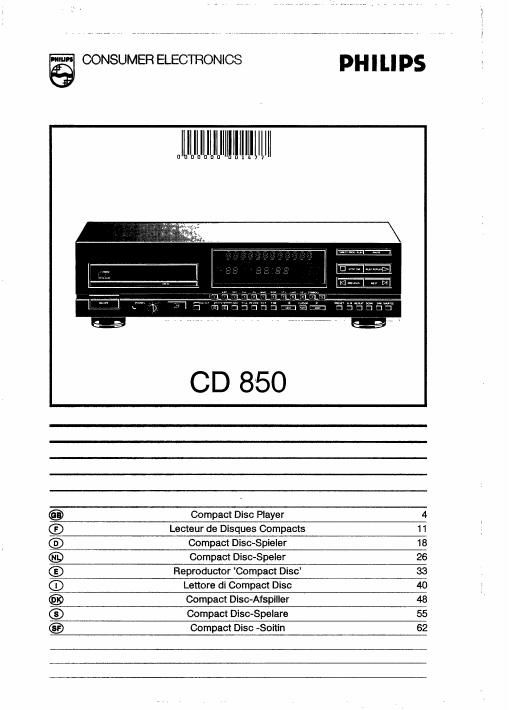 philips cd 850 owners manual