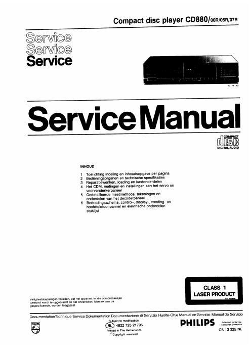 philips cd 880 service manual