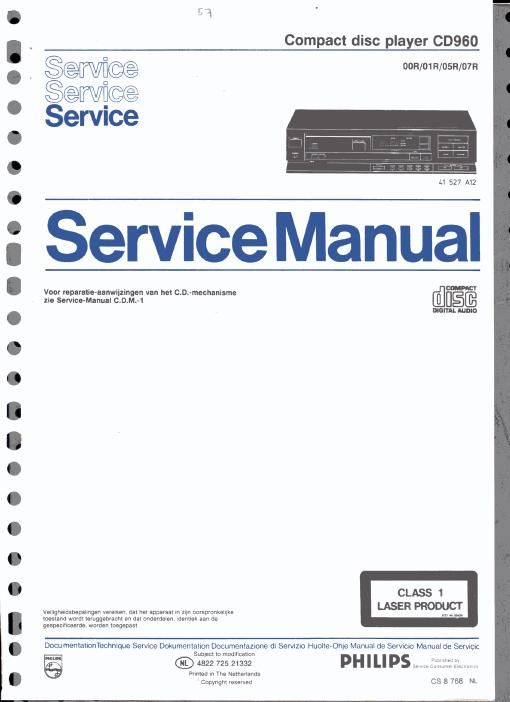 philips cd 960 service manual