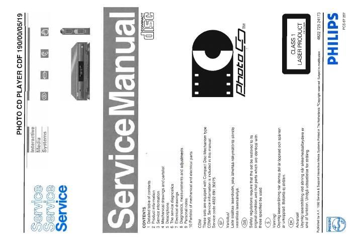 philips cd f 190 service manual