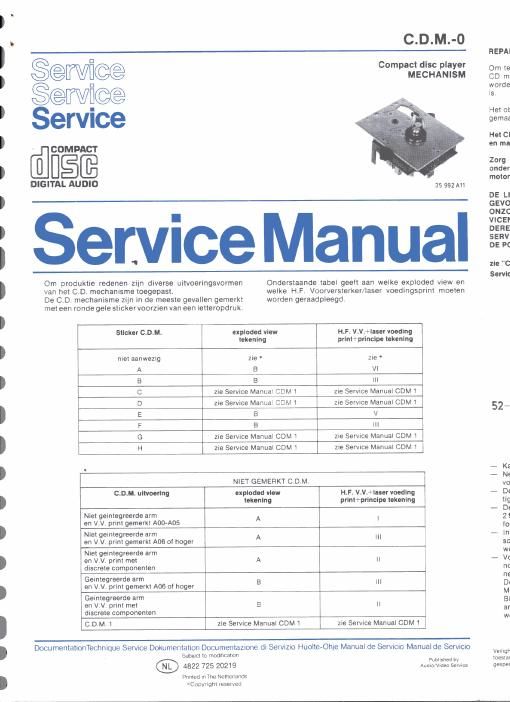 philips cd m 0 service manual