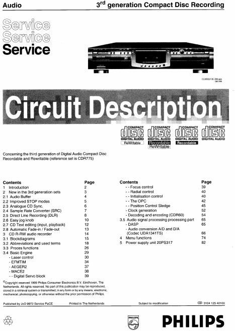 philips cd r 3 service manual