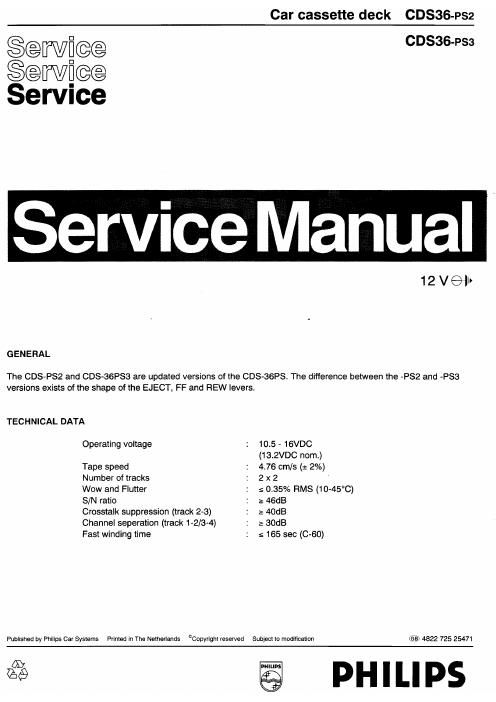 philips cd s 36 service manual