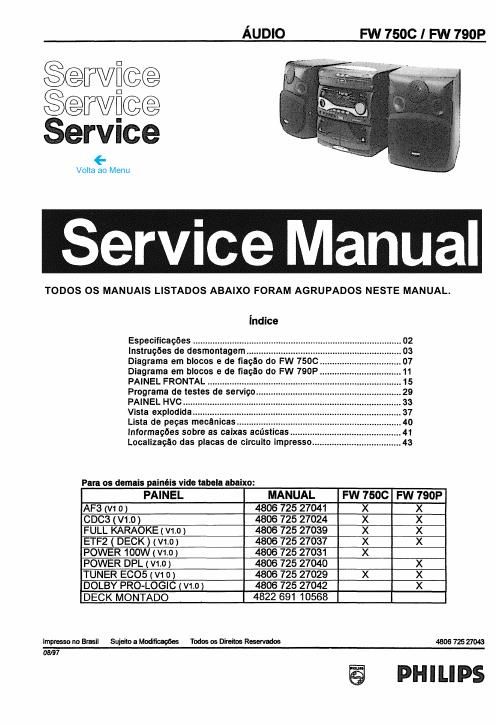 philips fw 750 c service manual portugese