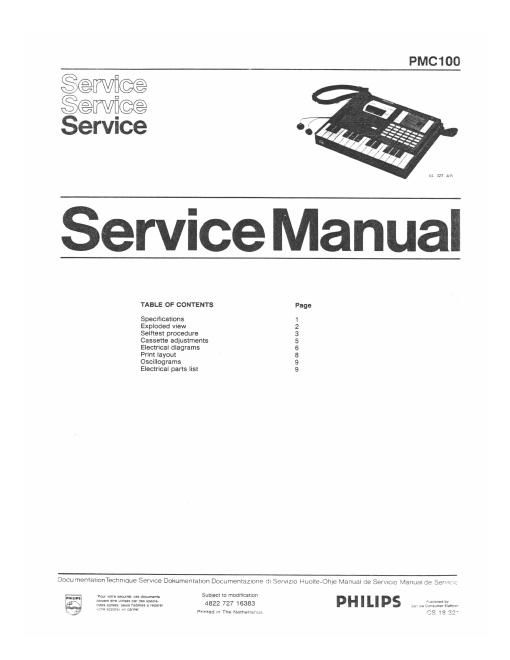 philips pmc 100 service manual