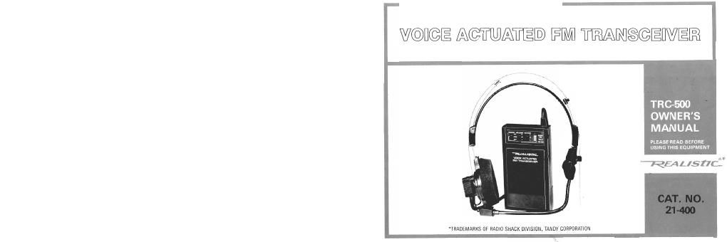 realistic trc 500 fm transceiver with vox