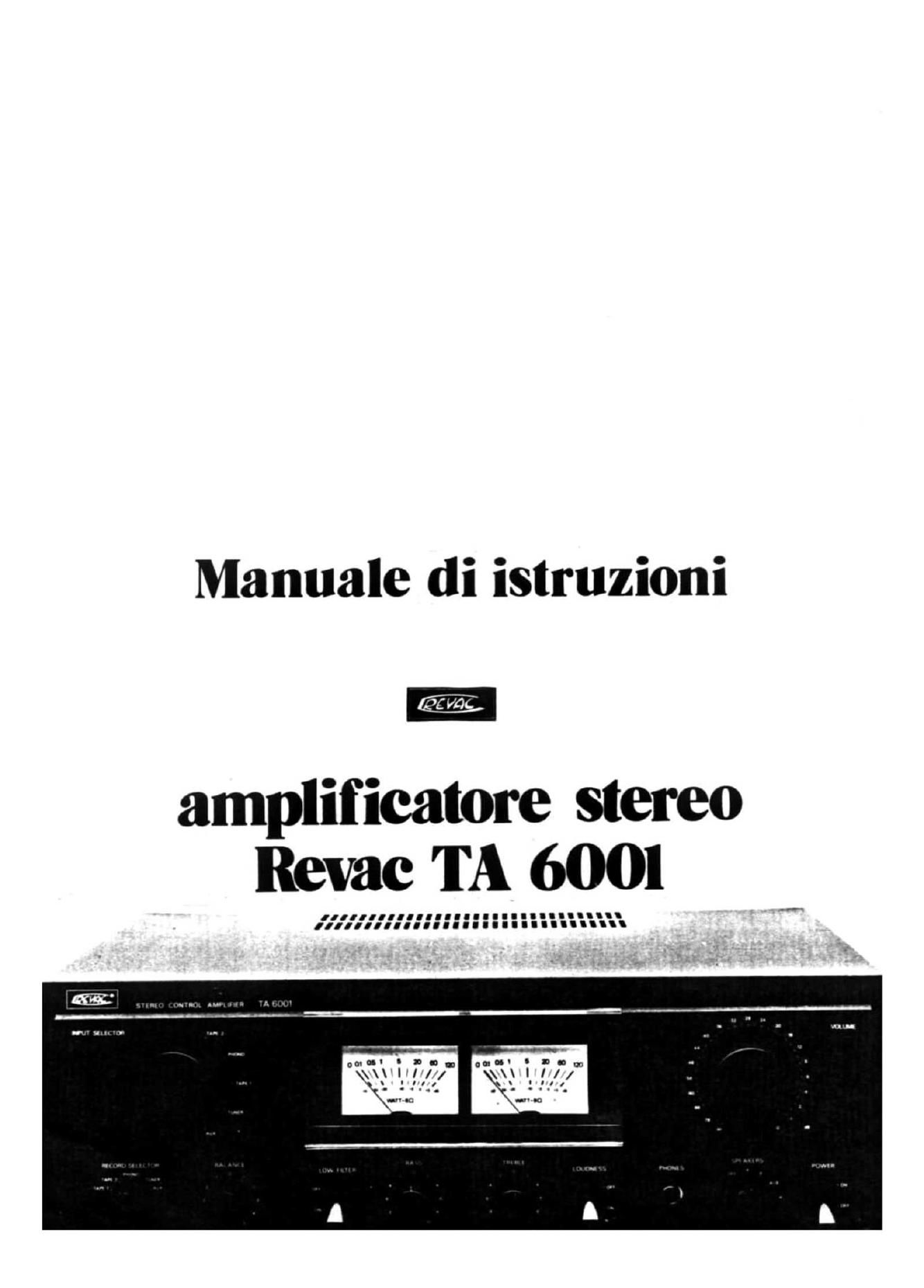 Revac TA 6001 Owners Manual