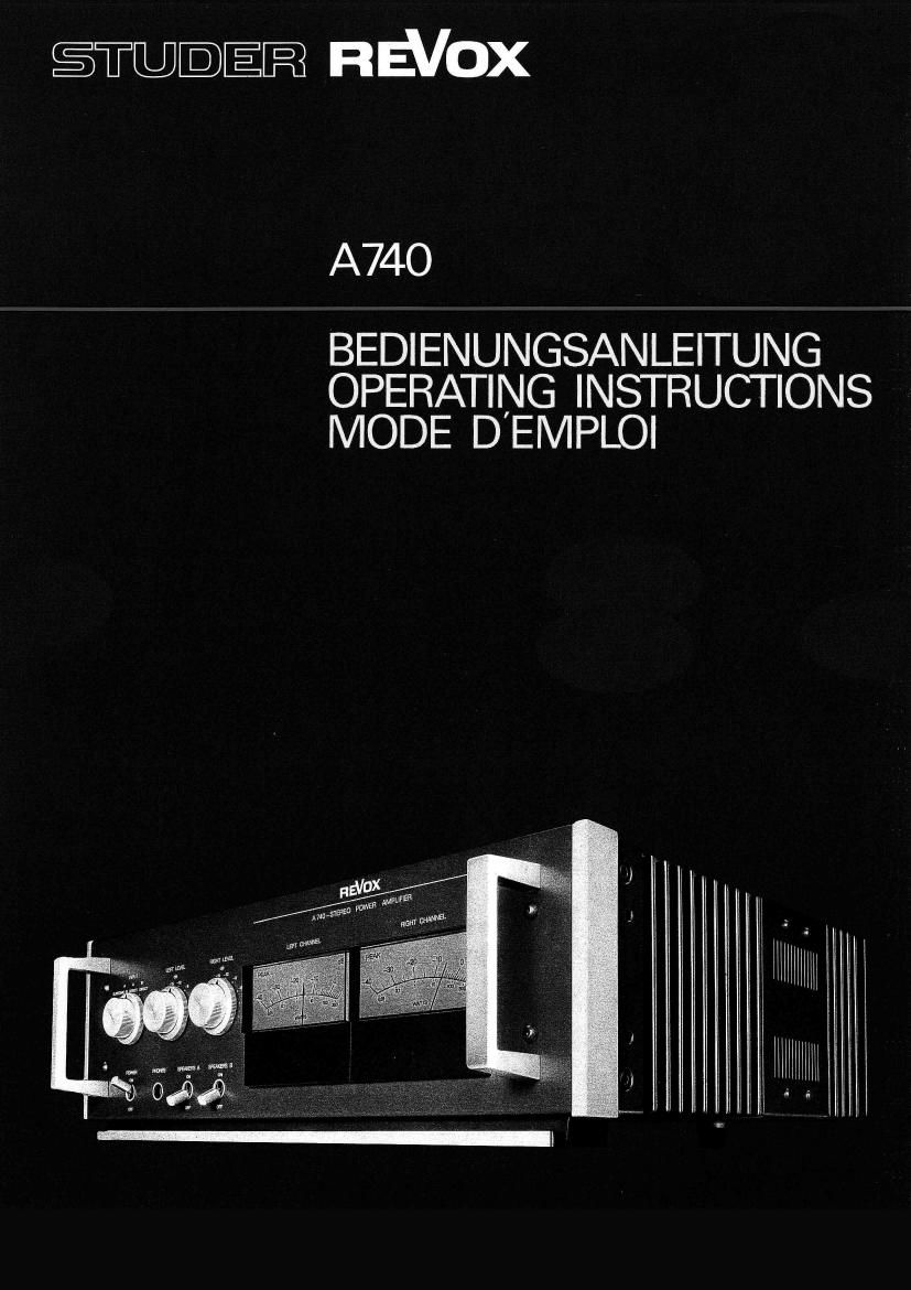 Revox A 740 Owners Manual