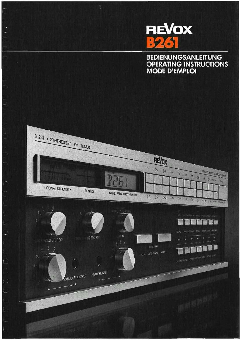 Revox B 261 Owners Manual