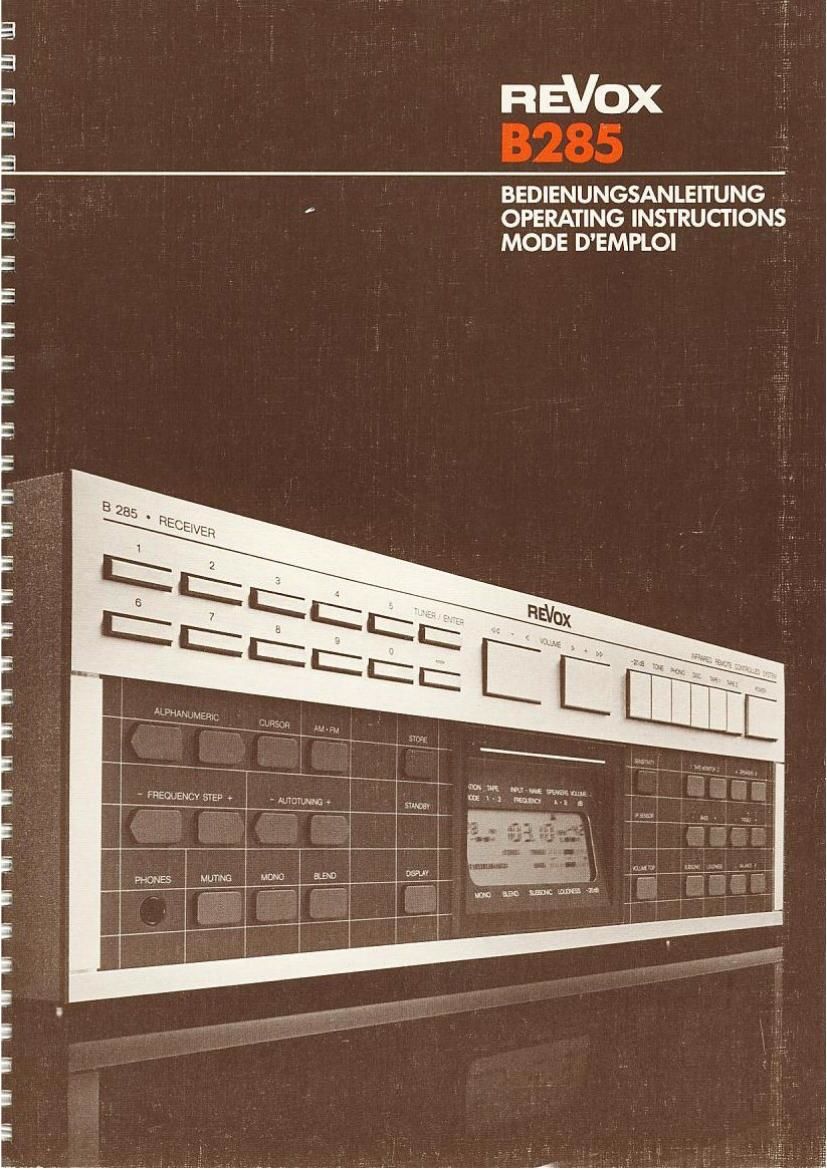 Revox B 285 Owners Manual 2