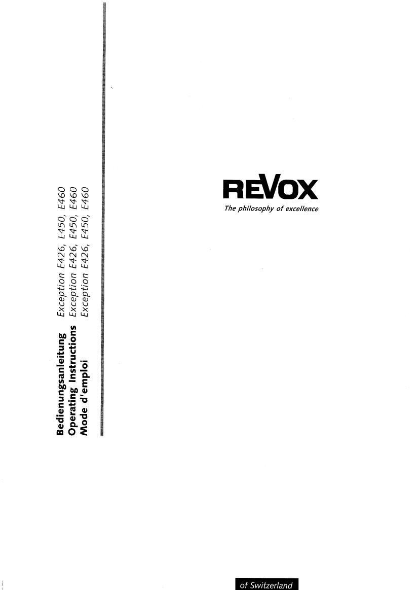 Revox E 426 Owners Manual