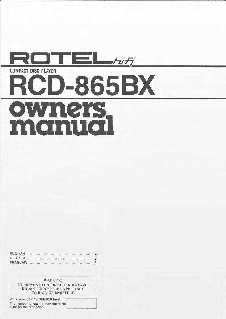 Rotel RCD 865BX OM